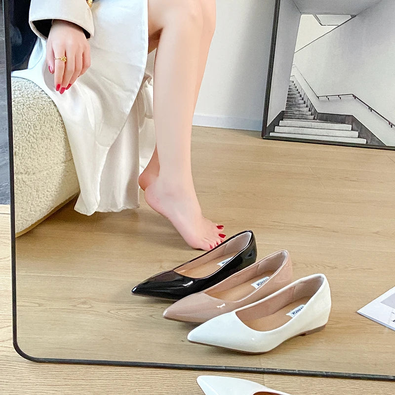 LBSFY  Spring Autumn Pointed Toe Women Mary Jane Shoes Comfort Internal elevation Shoes Ladies Casual Slip On Footwear