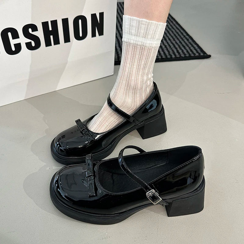 LBSFY -Women Loafers Retro Brown Mary Jane Shoes Women Pu Leather Thick Heels Lolita Shoes Woman Uniform Pumps Ankle Buckle Shoes