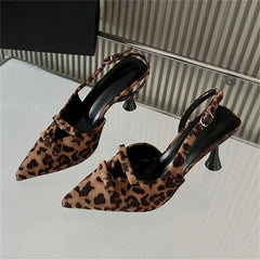 LBSFY -Spring Fashion Butterfly-knot Pointed Toe Slingbacks Buckle Strap Woman Pumps Sandals Low Heels Elegant Party Shoes
