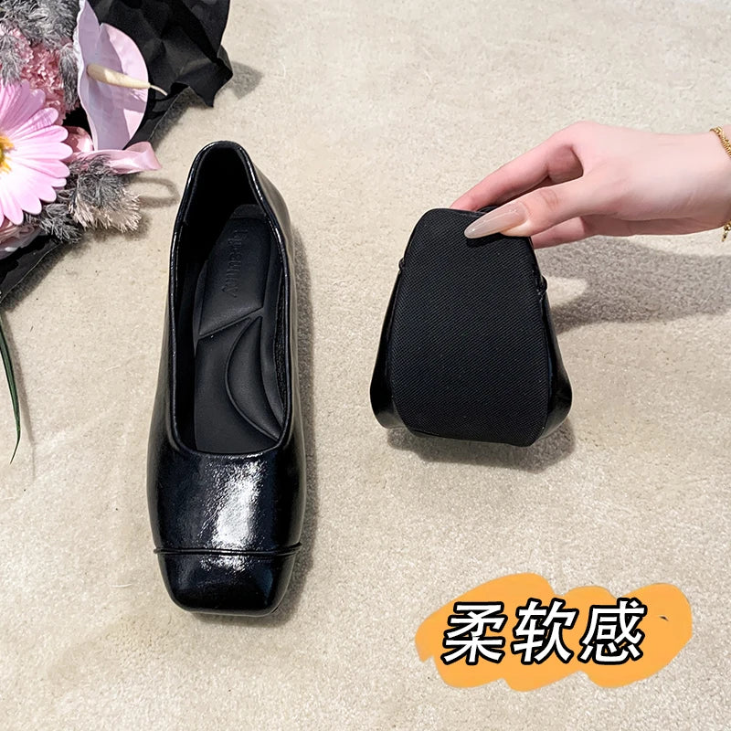 LBSFY -New Women's Genuine Leather Shoes Woman Square Toe Slip-on Loafers Casual Comfort Walk Shoes For Women Daily Outdoors Flat Shoes