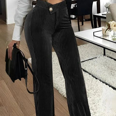 LBSFY  -  2024 Spring Summer New Women's Pants Clothing Solid Color Fashion Gold Velvet Striped Casual High Waist Trousers