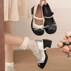 LBSFY -Platform Thick Heel Women Mary Jane Shoes Fashion Butterfly-knot Dress Shoes Ladies Outdoor Leather Pumps