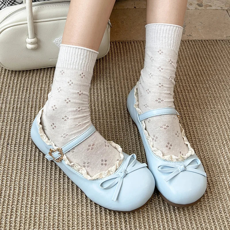 LBSFY -Spring New Butterfly-knot Women Flats Round Toe Shallow Ladies Casual Ballet Shoes Soft Leather Eelgant Dress Shoes