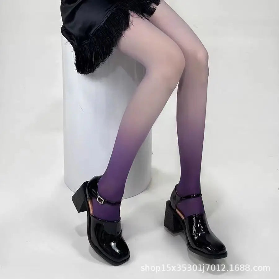 Lbsfy Gradient Color stockings Sexy black Spring/Summer Thin Pink Hottie Pantyhose New Fashion Long Stockings