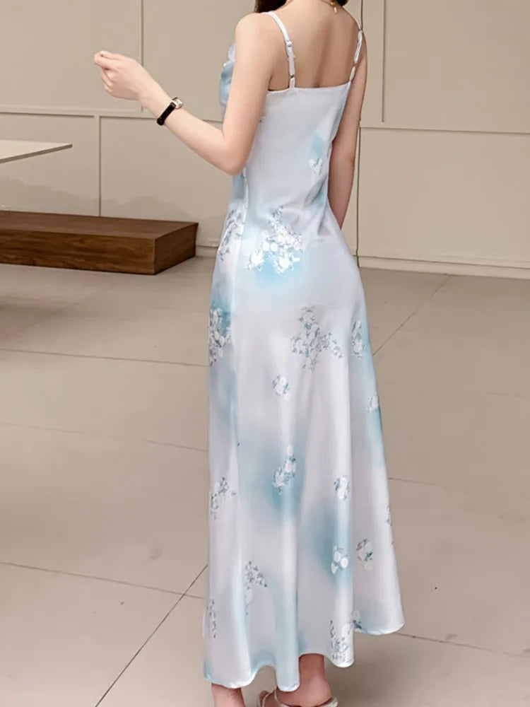 LBSFY -Women Elegant Spaghetti Strap Sexy Dresses Summer New Fashion Sleeveless Slim Slit Midi Dress Female Party Prom Vestidos Clothes