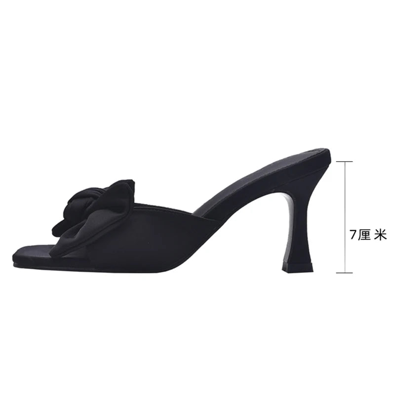 LBSFY  -  Luxury Designer Summer High Heel Women Slipper Fashion Elegant Butterfly-knot Slides Ladies Sexy Party Dress Sandal Pumps Shoes