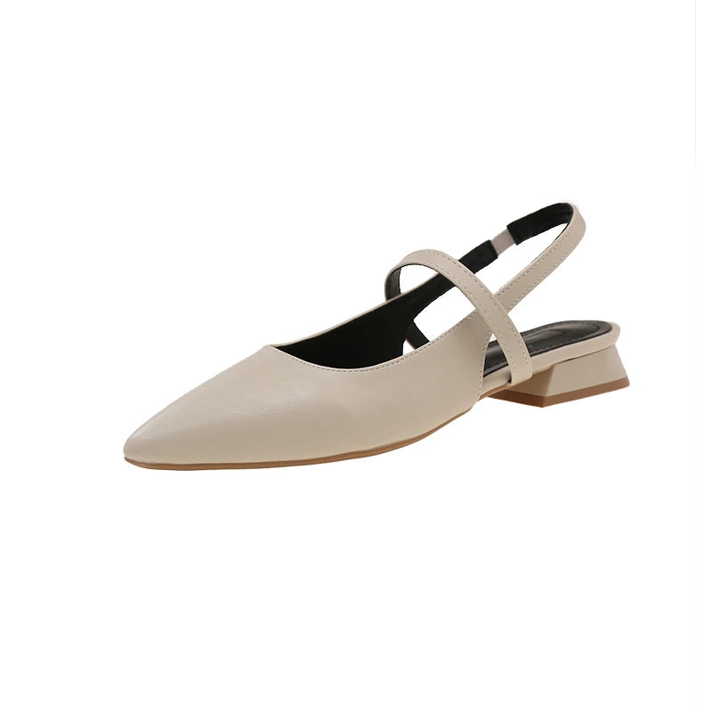 LBSFY -Luxury Summer Pointed Toe Women Sandals Fashion Singbacks Mules Shoes Ladies Elegant Low Heel Stripper Party Sandalias