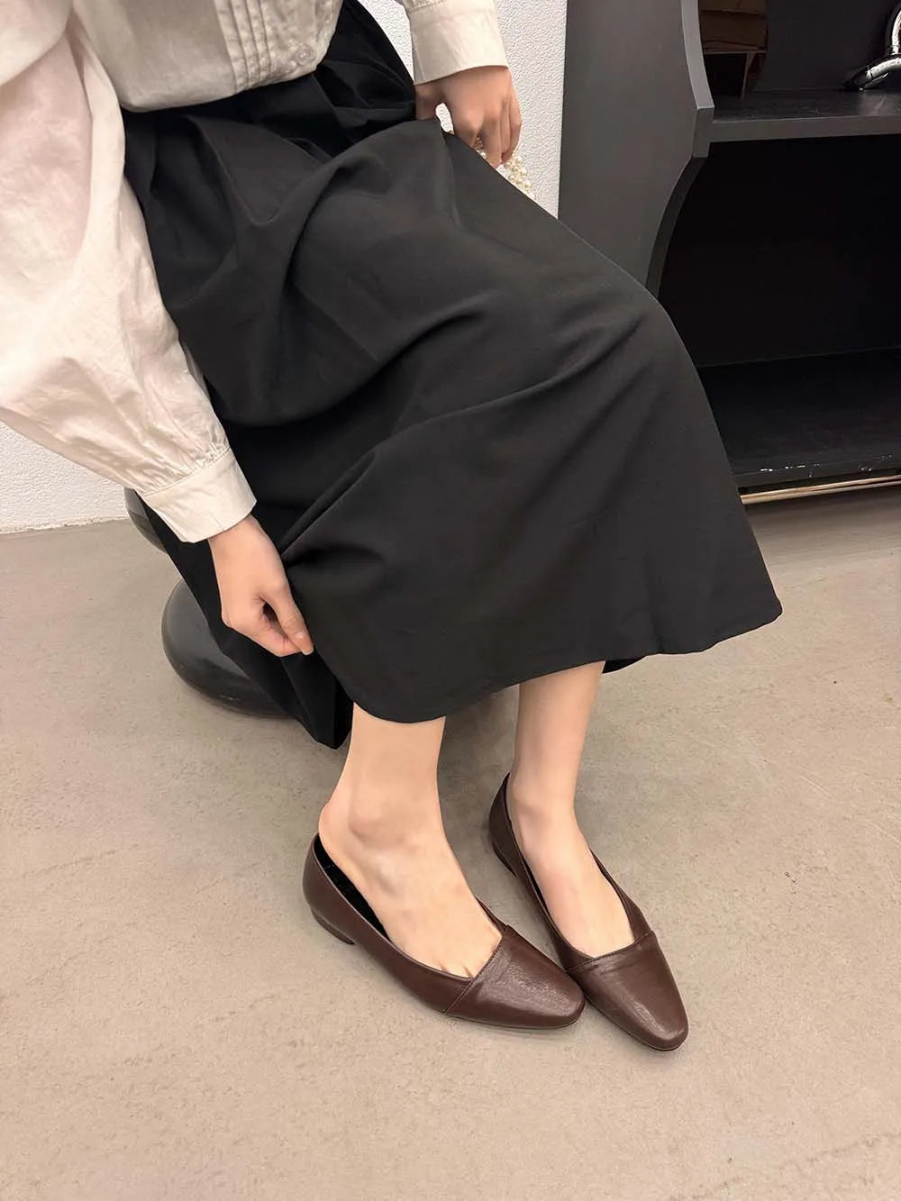 LBSFY  -  Fashion Women Loafers 2024 New Arrivals Solid Color Black Brown Green Beige Shallow Slip On Low Heeled Dress Shoes Woman 35-39