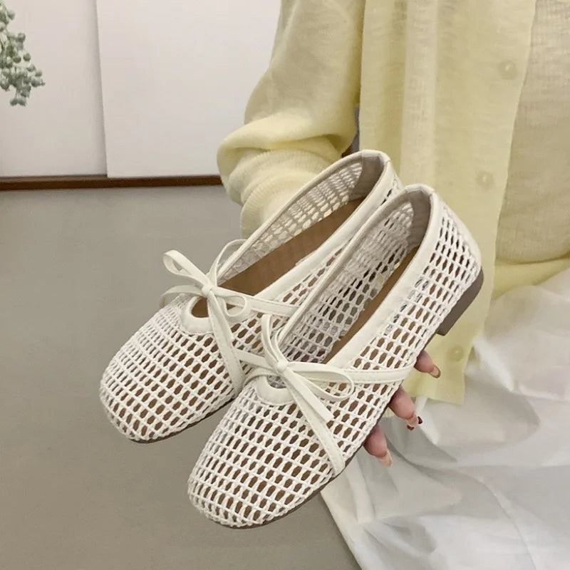 LBSFY  -Luxury Brands Hollow Sandals Women Flats Shallow New Beach Shoes Comfort Retro Female Flat shoes Mujer