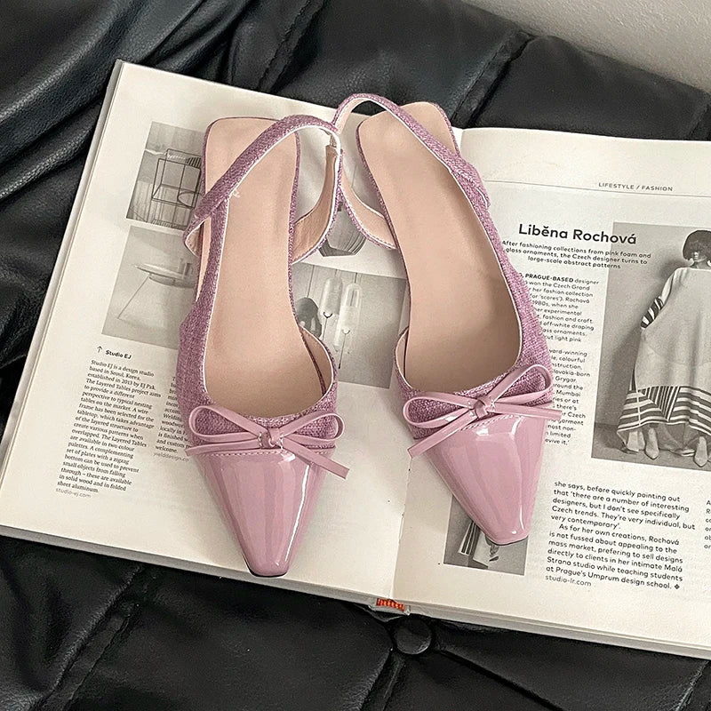 LBSFY  Summer Fashion Pointed Toe Sandals Women Butterfly-knot Fashion Party Dress Singbacks Mules Shoes Zapatos De Mujer