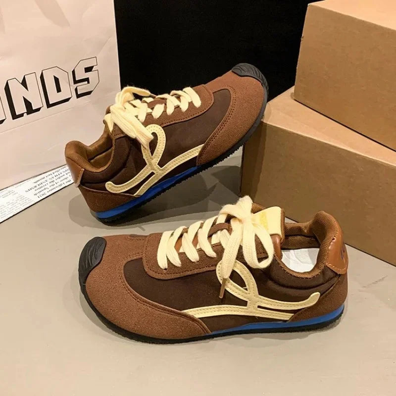 LBSFY -Retro Ugly Adorable Women's Dequn Shoes Spring Summer New Style Student Heightening Casual Board Shoes Color Block Sports Agan S