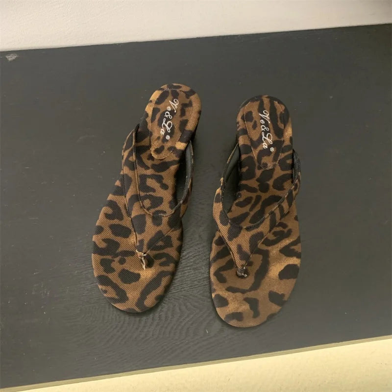 LBSFY  -Summer New Brand Women Slipper Fashion Low Weadge Heel Sandal Narrow Band Outdoor Vaction Beach Slides Shoes