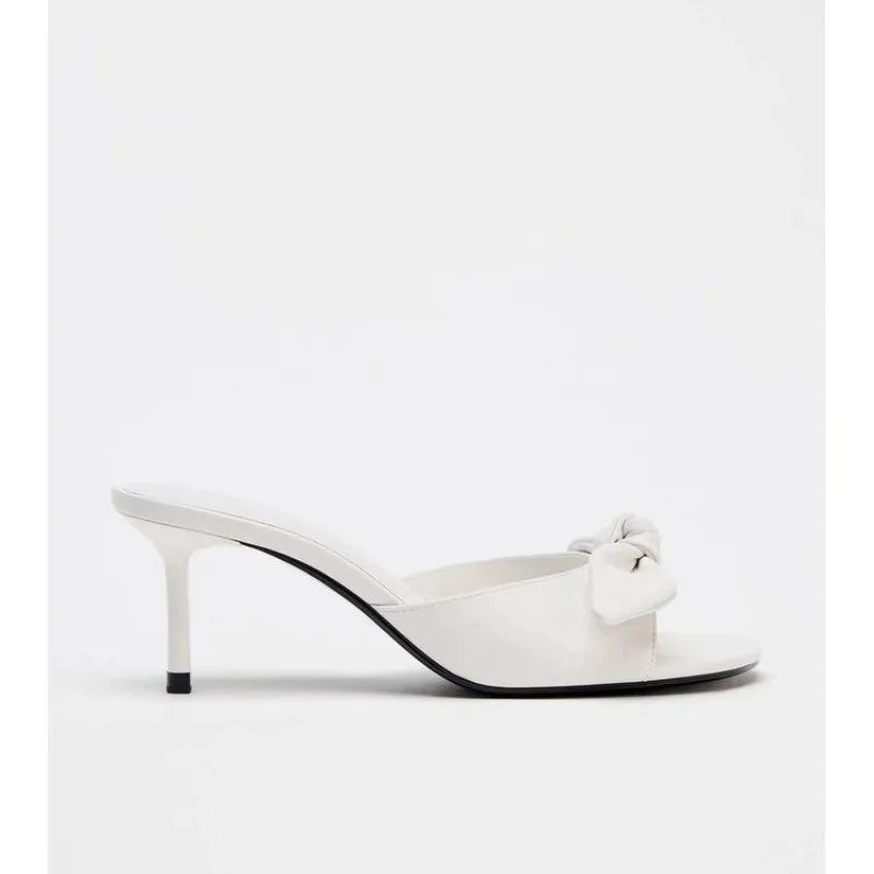LBSFY -Women Summer New Luxury Brand White High Heel Sandals Versatile Simple Slim Heel Sandals Slippers