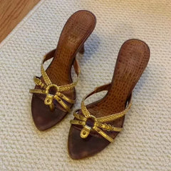 LBSFY  -  NEW Women Weaving cross Leather Crystal Heels Open Hollow Shallow Sandals Elegant Sequins Stiletto Sandals Dress Shoes
