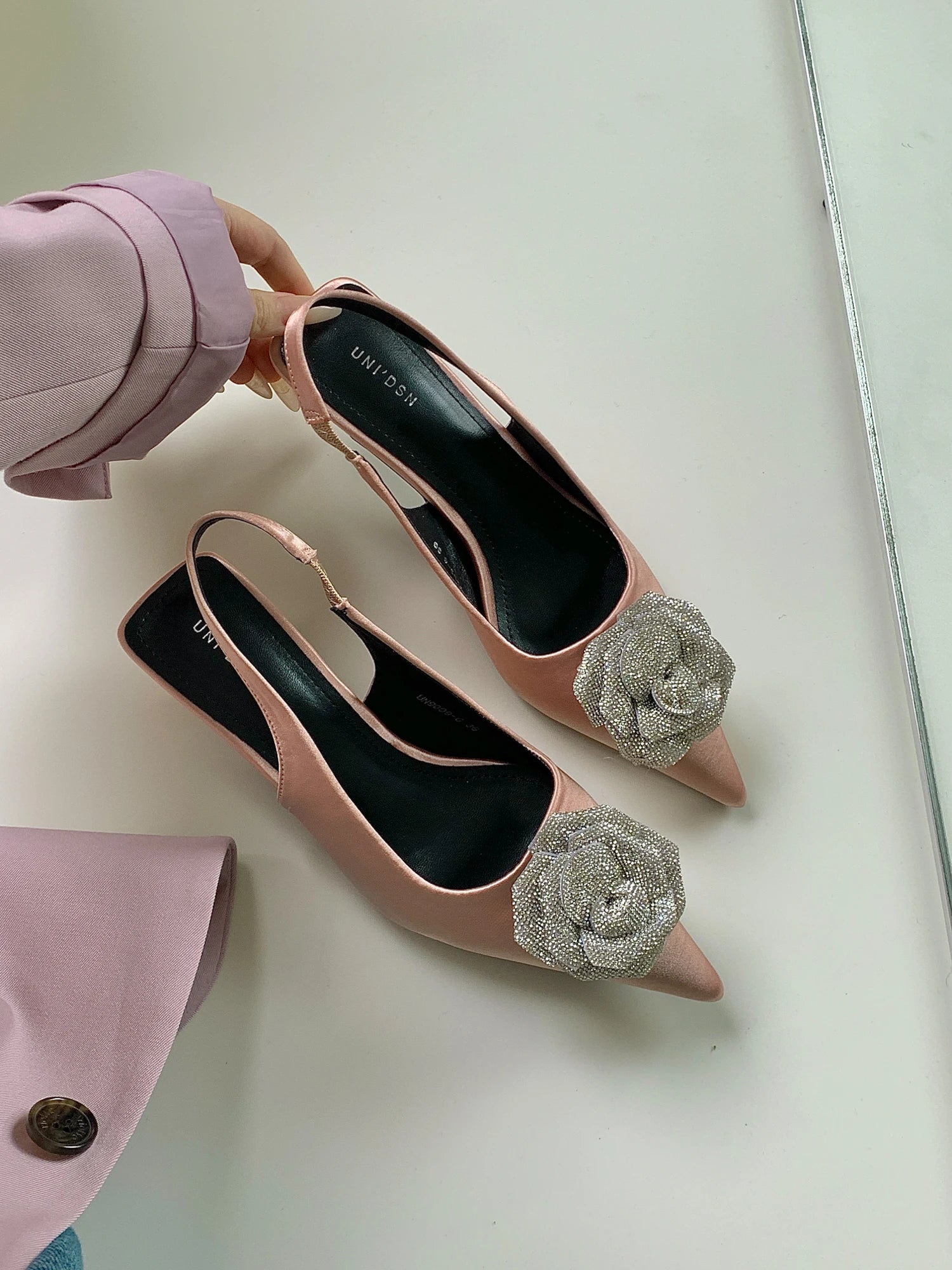 LBSFY  -  Ankle Strap Buckle Sandals Ladies Brand Designer Stiletto Pointed Toe Hollow Walking Show Shoes for Women Dress Pumps M