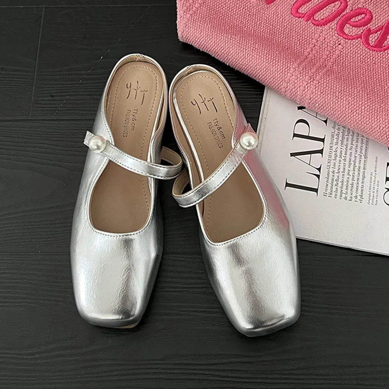 LBSFY  -  2024 Summer New Shllow Sliver Slip On Women Mules Shoes Soft Sole Ladies Casual Slipper Flat Heel Ladies Casual Sandal Slides