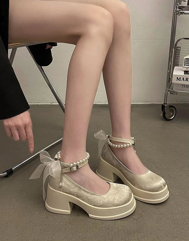 LBSFY -Woman Pumps Gothic Pink Kawaii Cute Japanese Style Lolita High Heels on Heeled Round Toe Mary Jane Shoes for Women Evening Offer