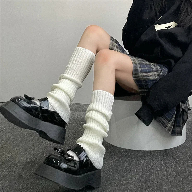 Lbsfy Women's Leg Warmer Lolita Long Socks Knitted Warm White Black Arm Warmer Ladies Autumn Winter Crochet Sock Foot Cover Boot Cuffs