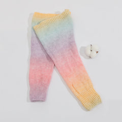 Lbsfy 1 Pair Women Retro Rainbow Gradient Pattern Leg Cover, Flared Slouch Knee High Knitted Leg Warmers, Women's Stockings & Hosiery