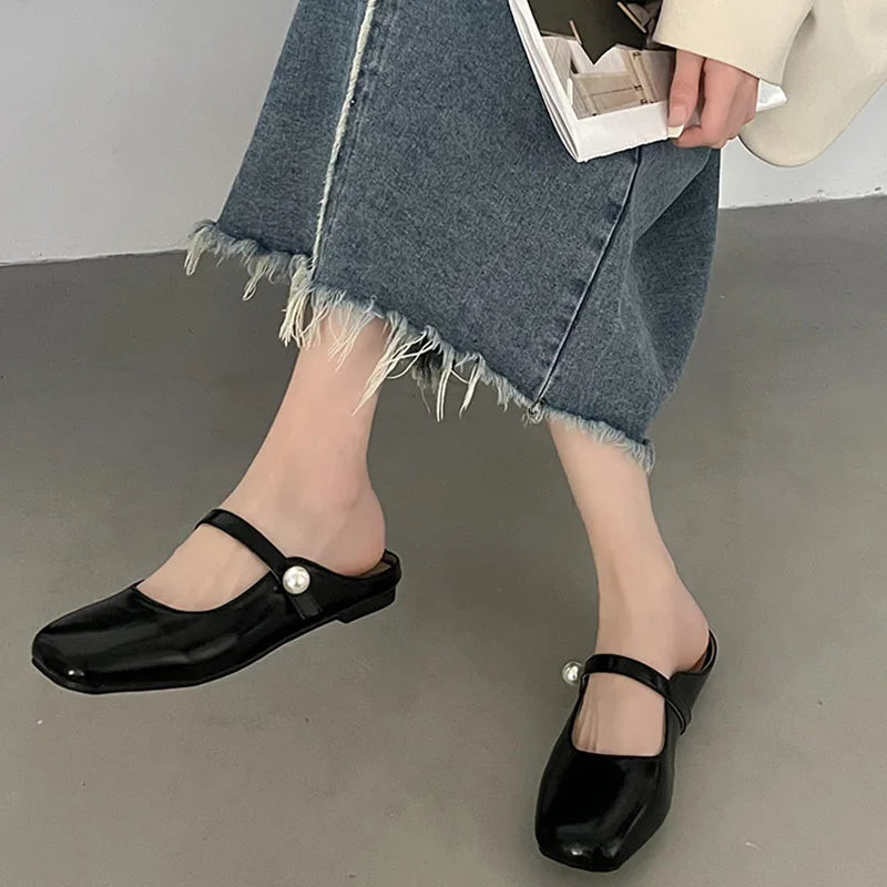 LBSFY  -  2024 Summer New Shllow Sliver Slip On Women Mules Shoes Soft Sole Ladies Casual Slipper Flat Heel Ladies Casual Sandal Slides