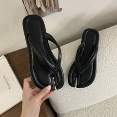 LBSFY - Ladies Clip Toe Flip Flops Silver Tabi Ninja Slippers Woman Beach Shoes Flat Sandalias Femme Slides Split Toe Sand