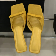 LBSFY -Summer Fashion Butterfly-kont Women Slippers Square Toe Thin Low Heels Banquet Slides Female Shoes Zapatos De Mujer