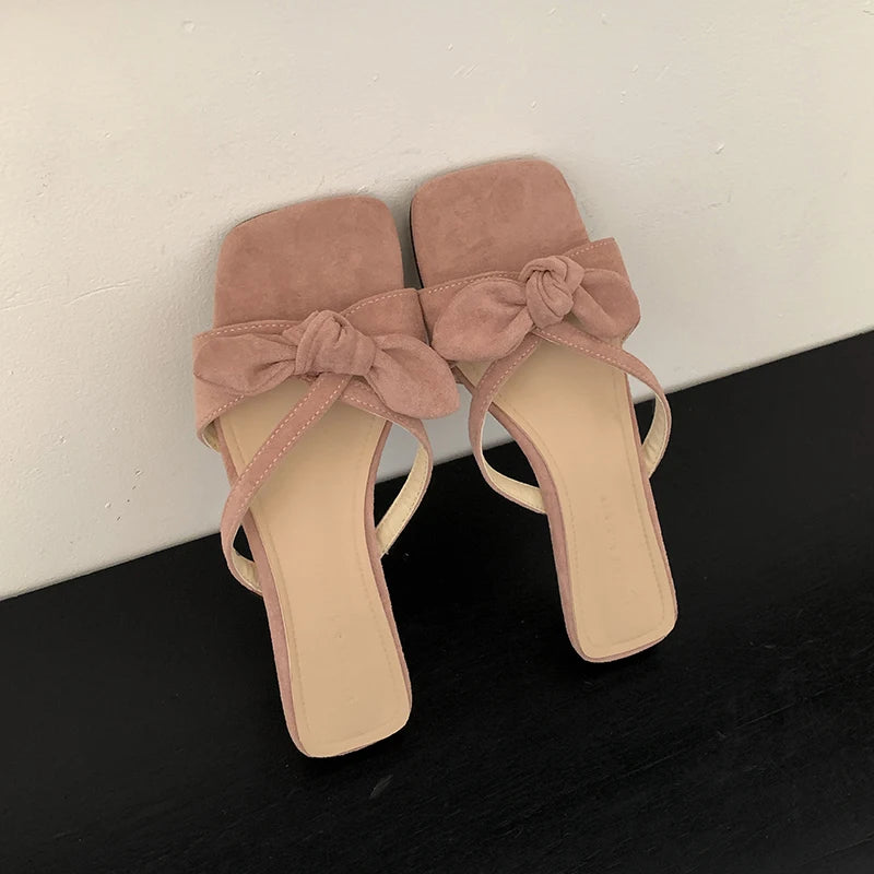 LBSFY  Summer Women Fashion Butterfly-knot Slippers Casual Open Toe Beach Vacation Slides Party Dress Shoes
