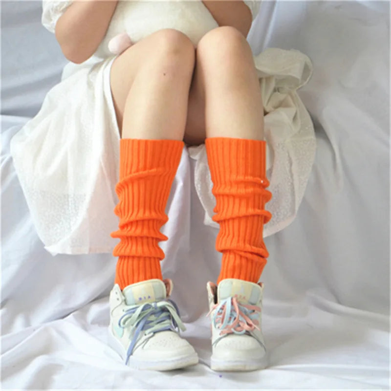 Lbsfy Candy Color Sweet Girl Leg Warmers NEW Korean Knitted Foot Cover Women Solid Color Autumn Winter Stylish Elastic Long Tube Sock