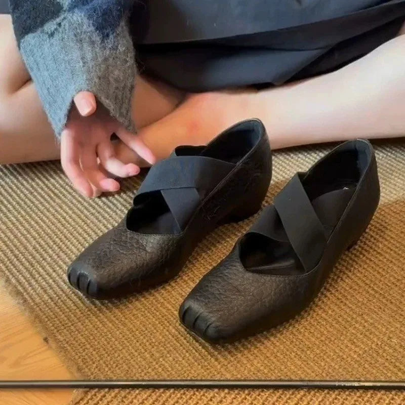 LBSFY -Brand Designer Women's Ballet Flats Round Toe Soft Sole Lightweight Satin Spring Sweet Dancing Mary Jane Shoes for Ladies