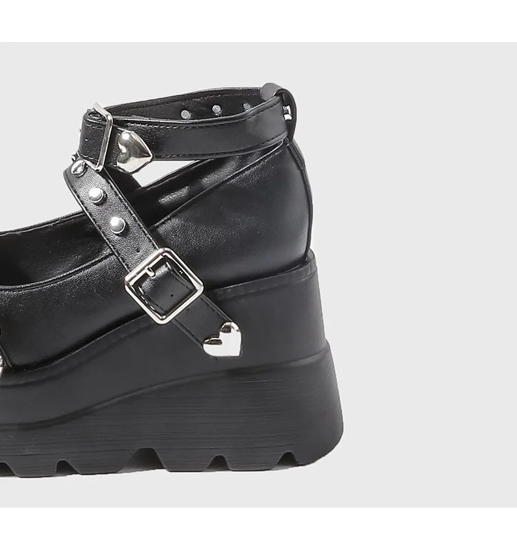 LBSFY -Women Chunky Pumps Mary Jane Super High Heel Platform Wedge Summer Ladies Sandals Belt Buckle Classic Sweet Punk Female Shoes