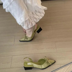 LBSFY  -Summer Fashion Butterfly-knot Pointed Toe Women Sandals Casaul Low Heel Slingbacks Ladies Casual Dress Street Style Shoes