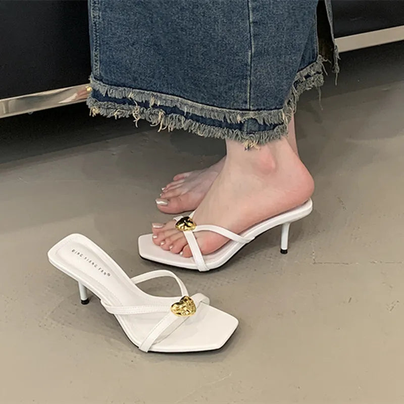 LBSFY -Summer New Brand Women Slippers Fashion Narrow Band Ladies Elegant Gladiator Shoes Thin High Heel Outdoor Dress Pumps
