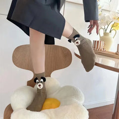 Lbsfy Women Socks Cotton Female Spring Autumn Harajuku Stereoscopic Cute Kawaii Cartoon Puppy Sweet Style Middle Tube Short Crew Socks