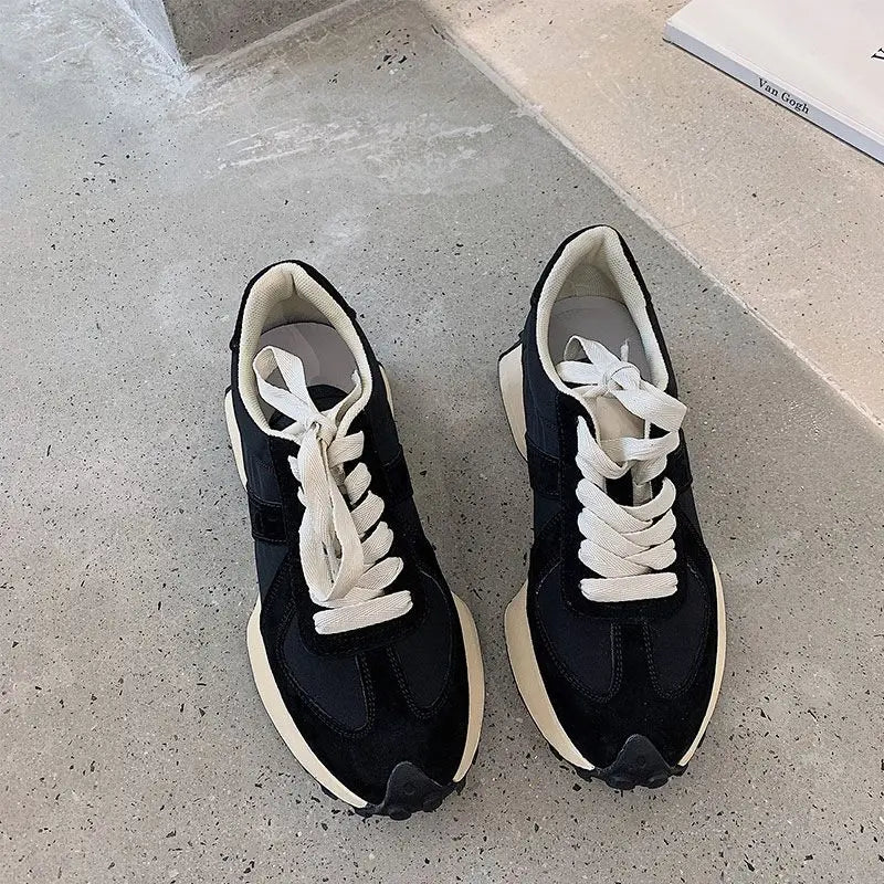 LBSFY  -  2024 New Suede Leather Women Sneakers High Quality Lace Up Platform Casual Shoes Fashion Ladies Chunky Sneakers