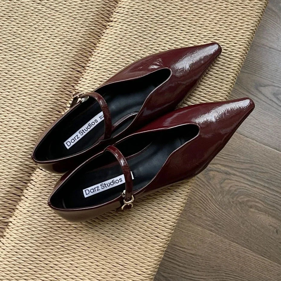 Lbsfy Fashion Comfort Shallow Flat Shoes Women Pointed Toe Elegant Office Shoes Buckle Strap Designer Footwear Female Zapatos De Mujer