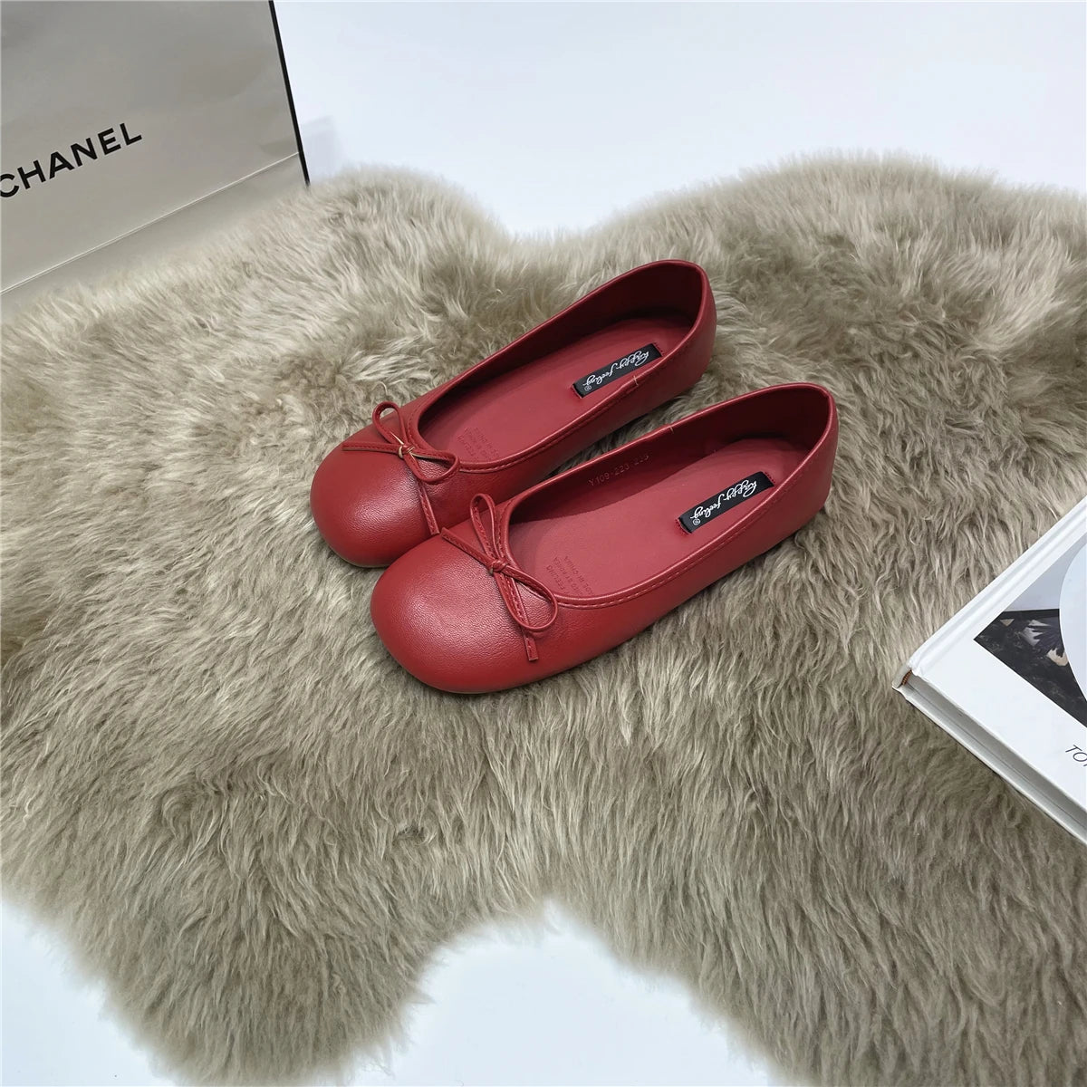 LBSFY -Women Flats New Slip On Flat Loafers Patchwork Square Toe Shallow Ballet Shoes knitting Casual Flat Shoes Ballerina