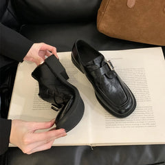 LBSFY  -  Women's Loafers British Style 2025 New Buckle Thick Heel Female Shoes Spring Large Size Women's Oxford Shoes
