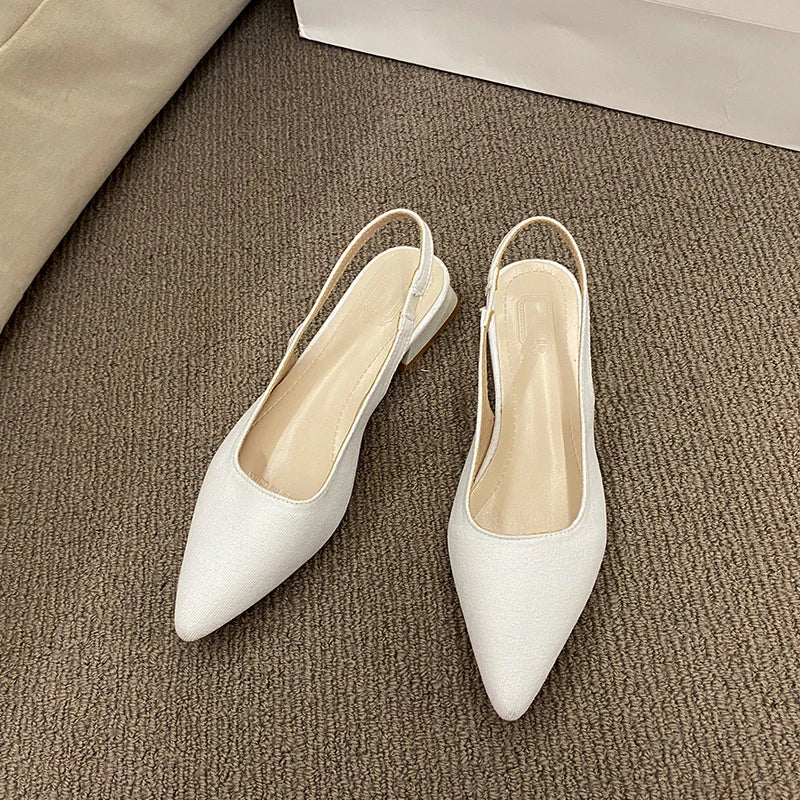 LBSFY -Summer Women's New Sexy Pointed Retro Solid Color High Heels PU Leather Outdoor Banquet Party Women's Sandals Large Size