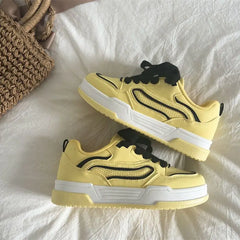 LBSFY  -  Pink Yellow Casual Sneakers for Women Spring Autumn Fashion Platform Shoes Ladies Korean New Designer Ladies Board Shoes Female