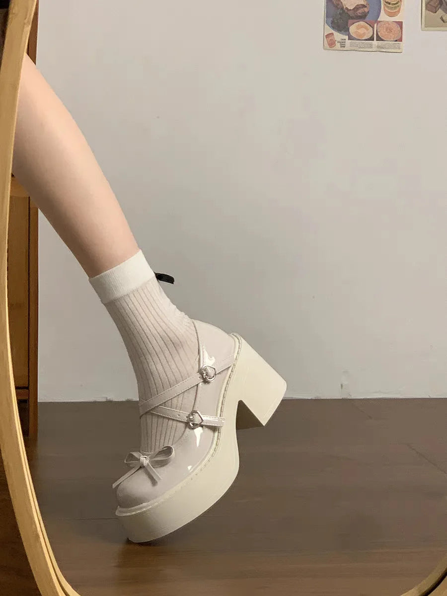 LBSFY -Lolita Shoes Women Japanese Style Mary Jane Shoes Women Vintage Shallow High Heels Chunky Platform Shoes Cosplay Female Sandals