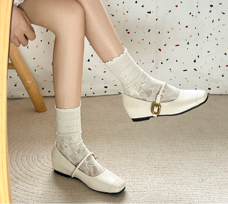 LBSFY -Square Toe Shallow Women Mary Jane Shoes Ladies Concise Dress Internal Elevation Shoes