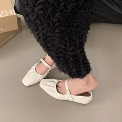 LBSFY -New Brand Women Flats Fashion Square Toe Shallow Mary Jane Shoes Soft Casual Ballet Shoes Slingback Shoes Mujer