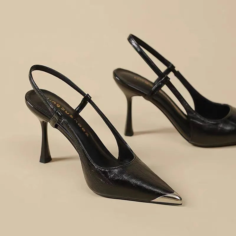LBSFY -New Fashion Women's High Heels Sandals Pointed Toe Shoes Sexy Slingback Woman Slippers Summer Trend Designer Dress Pumps Sandals