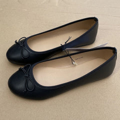 LBSFY -Elegant Bowknot Ballerina Women's Flat Round Toe Comfort Slip-On Ladies Loafers Leather Single Mules Shoes