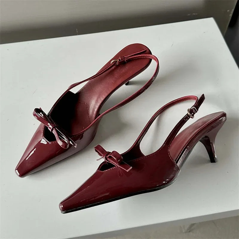 LBSFY -Fashion Slingbacks Pointed Toe Woman Pumps Sandals Elegant Wedding Party Buckle Strap Thin Heels Female Shoes