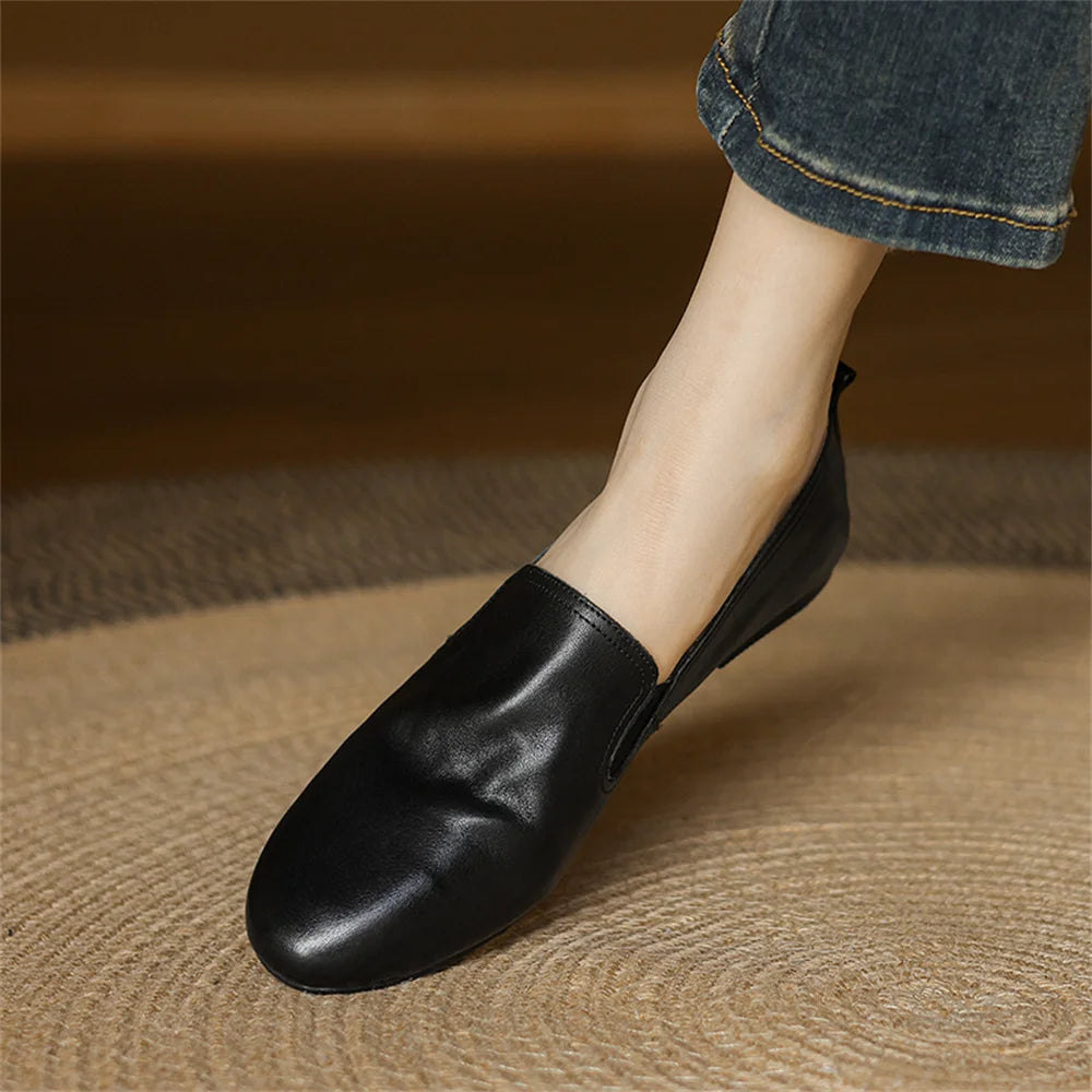 LBSFY  -  Women Genuine Leather 2025 Flats New Soft Leather Round Toe Casual Shoes Woman Flats Loafers Working Shoes