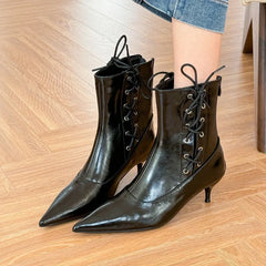 LBSFY  -  New Winter Designer Ankle Boots Women Fashion Sexy Pointed Toe Short Boots Female Cross-tied Elegant High Heel Boots Women