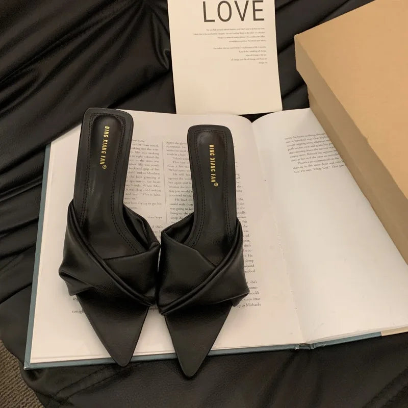 LBSFY -Summer Fashion Simple Ladies Slippers Dew Feet High Heels Solid Color Comfortable Casual SlippersFashion Slippers