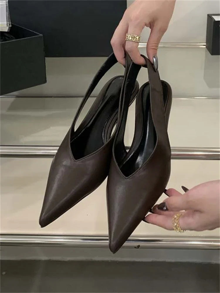 LBSFY -Street Style Pumps Women Pointed Toe Wedges Heels Elegant Slingbacks Party Slingback Mules Shoes Zapatos De Mujer