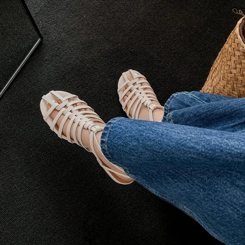 LBSFY  -  2024 New Handmade Glatordiator Women Sandals Faux Leather Cut-outs Hollow Summer Ladies Fashion Party Casual Shoes
